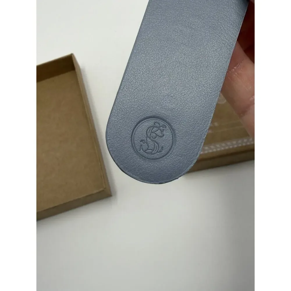 Sezane Keychain Papa D'amour Storm Blue Leather Keychain Father's Day Gift NIB
